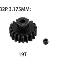 Steel 3.175mm pinion gear 19T with screw, 32P for RC crawlers and trucks, compatible with Traxxas, Arrma, HSP, HPI, Axial, Tamiya, Losi