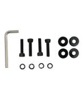Universal MOLLE Panel Mounting Bracket Base Matte Black Steel 4 Pack Durable Powder Coated with bolts and washers for tactical gear installation.