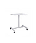 Adjustable Mobile Laptop Stand With Smooth Rolling Casters Portable Standing Desk, foldable steel frame, 690x480x760 mm, white finish.