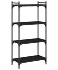 Industrial Style Four Shelf Bookcase With Matte Black Finish And Height Adjustable Shelves Engineered Wood Display Stand