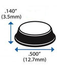 Diagram of 100 Clear Cabinet Door Bumpers Half Inch Self Adhesive Rubber Feet Pads dimensions, 12.7mm diameter and 3.5mm thick