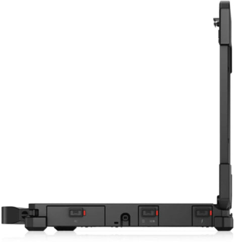 Side view of Intel Core I7-1185G7 Refurbished 13.3 Inch Latitude Rugged Laptop showing ports and solid design features.