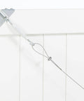 Anti Sag Gate Kit For Exterior Use With WeatherGuard Protection Zinc Plated Heavy Gauge Cold Rolled Steel Includes Top And Bottom Corner Braces And Mounting Hardware Keeps Gates Aligned With Up To Seven And A Half Feet Diagonal Bracing installed on white gate