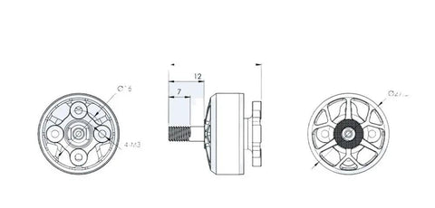 Technical diagram of High Power FPV Drone Brushless Motor For 2207.5 V2 Series 4S And 6S Ready KV Options 2550KV 1950KV 1750KV Lightweight Replacement Part