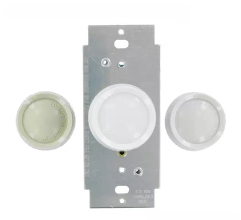 Rotary Ceiling Fan Wall Switch With No Pull Chain, 4 Speed Control, includes ivory and light almond knobs, front view