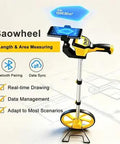 Solid Setup Smart Measuring Wheel With Bluetooth App Mapping And Backlit Lcd Screen For No Stress High Precision Survey Work And Snazzy Cad File Export Options with smartphone holder and measuring wheel.