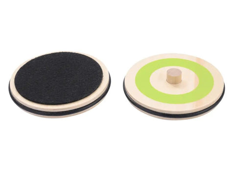 Wooden Table Curling Set for Indoor Fun, 8 Colorful Stone Pieces shown with two detailed textured stones.