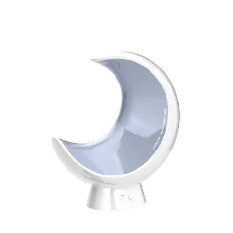 Rechargeable Dimmable Moon Lamp With Bluetooth App Control And RGB Color Changing Light For Kids in crescent shape on white base