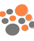 Bold Orange And Grey Polka Dot Vinyl Wall Decals Set Of 30 Removable Adhesive Stickers For Nurseries Kids Rooms And Bathrooms Safe On Smooth Or Textured Walls Peel And Stick Decor featuring 2 inch and 4 inch dots in orange and grey