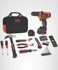 12V Max Drill and Home Tool Kit 60 Piece Set with Compact Lithium Ion Drill Driver, tools, carry bag included, home repairs