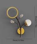 Top Shelf Modern Wall Sconce Packed With Crystal Trim And Slick Three Color Dimmable Lighting For Master Bedrooms Living Rooms And Hallways Wire Drawn Metal Body with circular and spherical shapes.