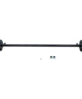 Side view of 3500-lb electric brake trailer axle, black steel, 5x4.5 bolt pattern, 85in hub face, 70in spring center