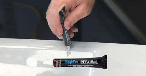 Applying Easy To Use Bath And Sink Repair Kit For Chips And Scratches On Ceramic Porcelain And Fiberglass Sinks Tub And Toilet