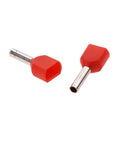 18 AWG Dual Barrel Ferrules Terminal Kit Red Twin Ferrule Connectors 100 Pcs Tin Red Copper Wire Ends For Car Audio Electronics
