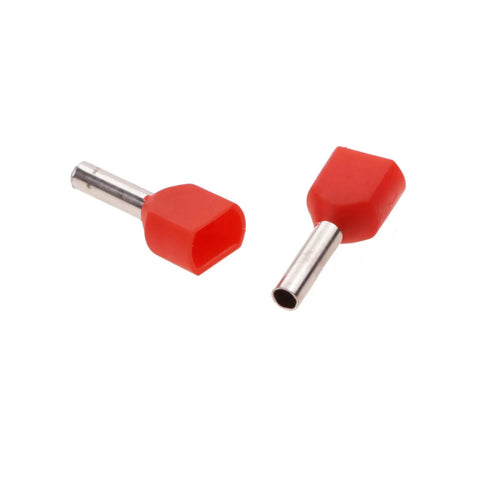 18 AWG Dual Barrel Ferrules Terminal Kit Red Twin Ferrule Connectors 100 Pcs Tin Red Copper Wire Ends For Car Audio Electronics