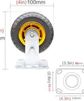 Heavy Duty Rubber Swivel Casters Set Of Four Rolls Like Butter Smooth Rolling Wheels For Furniture And Moving Carts Real Workhorse Build Sealed Ball Bearings dimensions showing 4-inch wheel and galvanized steel base.