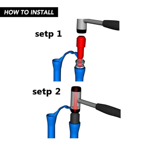 Installation steps for Must Have Pro Grade Fork Seal Installation Tool For Front Forks Fits 32mm 34mm 35mm 36mm 40mm shown.