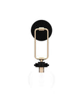 Dope Farmhouse Globe Wall Sconce With Black And Gold Finish 1 Light Wall Light Clear Glass Shade, front view