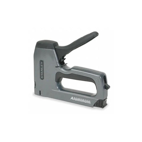 SharpShooter Plus Nail Gun Workhorse Heavy Duty Construction Tool with aluminum housing, side view