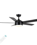 52 Inch Black Ceiling Fan With Light And Remote, Ultra Quiet DC Motor, Dimmable 3CCT LED, 6 Speeds, Reversible For Indoor Or Covered Outdoor Use, Energy Saving, ETL Listed