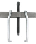 MANNIFEN 14-inch two-jaw gear puller, front view, threaded center bolt, silver arms