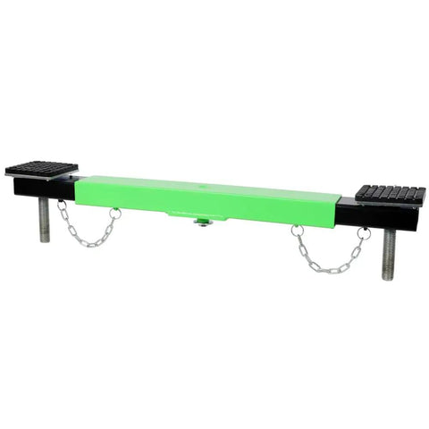 Heavy Duty Floor Jack Cross Beam Adapter With No Shake Rock Steady Support tough green adapter with anti-scratch rubber pads for mechanics.