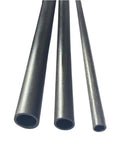 Three black hollow fiberglass rods from the Four Piece Hollow Fiberglass Rod Set For Tents, Drones, And DIY Projects, 3 to 14mm diameter.