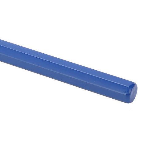 Close-up of the ergonomic blue handle from the Heavy Duty Steel Pin Punch Kit With Kickass Ergonomic Blue Handles And Tough As Nails Heat Treated Drift Center Punches For Smooth Pin Removal And Quick Mechanic Jobs.