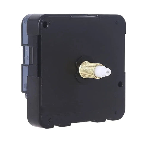 Quartz Wall Clock Movement Replacement Kit With Silent Mechanism And Hands For Easy DIY Clock Repair, black kit side view.