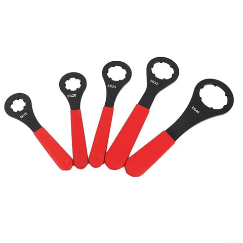 Get That ER32 Collet Chuck Wrench Spanner Tight With High Strength Steel O Type Tool For CNC Milling And Lathe Machines Red Black Finish set of five wrenches