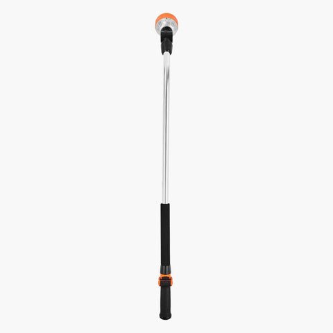 Front view of 36 Inch Extra Long Beefy Heavy Duty Watering Wand With 8 Spray Patterns And 180 Degree Swivel Head On Off Thumb Control