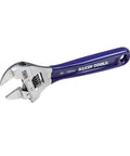 6 Inch Adjustable Wrench With Slimmer 40 Percent Jaws And A High Polish Chrome Finish, Forged For Tough Jobs, A Real Workhorse For Tight Gas Lines, Pumps And Motors, Extra Wide Jaw For More Capacity, ASME Compliant Hand Tool, side view.
