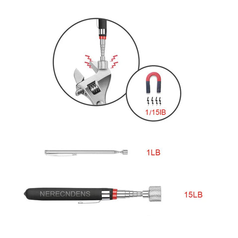 3-pack extendable magnetic pickup tools with flexible 4-claw grabber and telescoping reach