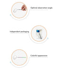 Portable Eyelash Extension Inspection Mirror With Non Slip Grip Stainless Steel Body For Fast Grab And Go Beauty Checks On Eyelashes Eyes Eyebrows Nose Mouth And Teeth In Black, showing independent packaging and optimal observation angle.