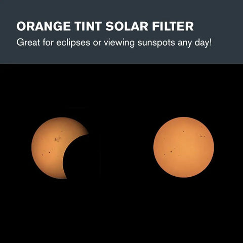 Partial and full solar eclipse using Solar Eclipse Telescope Filter ISO 12312-2 Compliant with Secure Fit and Solar Safe Film.