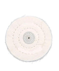 Pro Grade Cotton Buffing Wheel For Auto Detailing And Metal Polish 2 To 8 Inch Sizes With Yellow Firm And White Soft Variants For Straight Fire Shine And A No Sweat Cleanup Job, white soft variant.