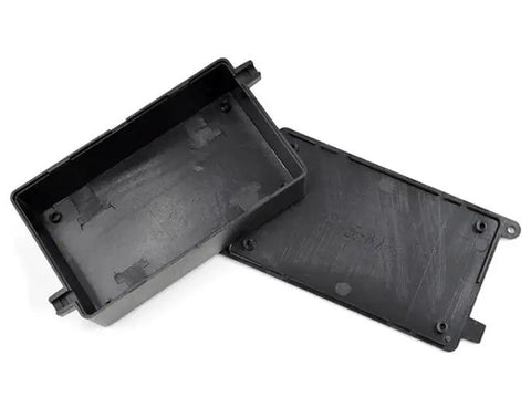 Heavy Duty Abs Plastic Enclosure Solid Rugged Dustproof Junction Box With Screw Tight Lid Kickass Black Project Housing For Electronics Wiring Diy Projects, open view.