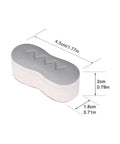 Close-up of grey and white bumper from Eight Piece Toilet Seat Bumpers Kit With Self Adhesive Cushions showing dimensions in cm and inches