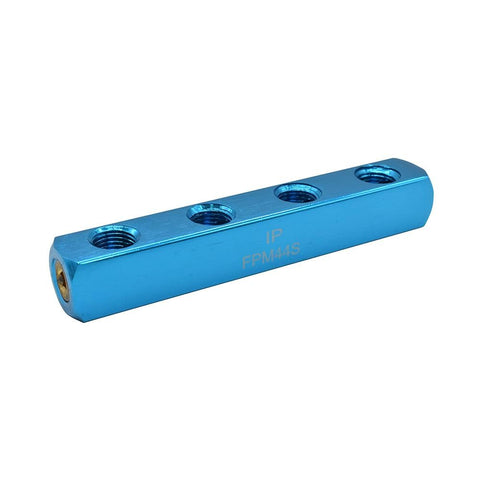 Blue Aluminum Rectangle Pencil Manifold 4-Way Outlet One Quarter Inch NPT Female Pack Of Five Blue FPM44S OEM Part Heavy Duty