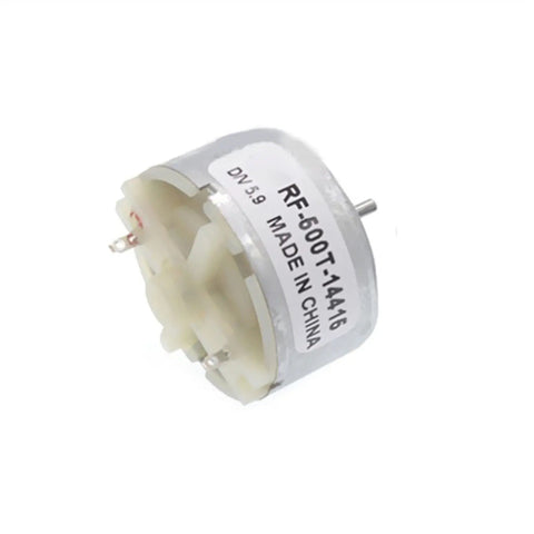 RF-500TB Micro DC Motor for Hobbyists, 33.5mm total length, 32mm diameter, model side view