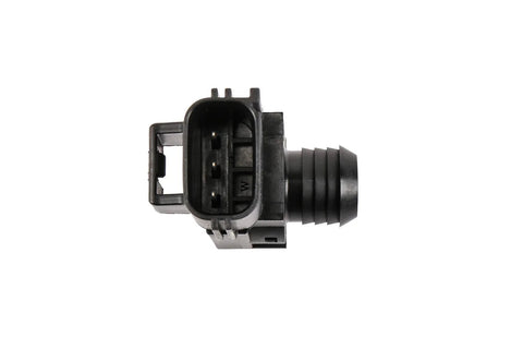 GM Genuine Parts 15823208 power brake booster vacuum sensor connector, black plastic housing, three-pin plug (front view).