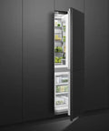 Panel Ready 24 Inch Integrated Refrigerator Freezer Combo With Automatic Ice Maker Built In Kitchen Appliance with open door displaying interior.