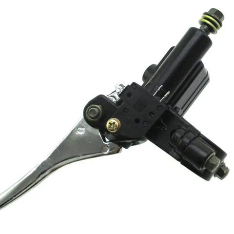 Black 8mm Banjo Front Right Hydraulic Brake Master Cylinder for Pit Dirt Bike and ATV Taotao DB14, side view