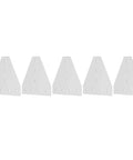 Five-pack of Seven Hole Aluminum Joining Plate Connector for frames, tables, beds, and shelves in silver white finish, side view.