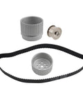 High Performance Water Pump Pulley Kit With Long Gilmer Belt Drive Made From Lightweight Billet Aluminum For Small Block Chevy 287 Sbc Engines For Hot Rods And Street Rides. billet aluminum pulleys and Gilmer belt kit