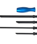 5 Piece Wire Insertion Tool Set With Smooth Angled Tubes For Tight Spaces No Fuss Cable Loom Kit With Screwdriver Handle Attachment For Directing Wires Through Obstacles Without Damaging Sheath, 5 black tubes and blue handle