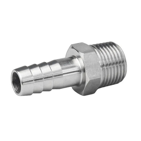 Beefy Stainless Steel 1/4 Inch Hose Barb to 1/8 Inch NPT Male Thread Hex Adapter Fitting for Air Water Fuel Lines 304 Stainless Heavy Duty Connector