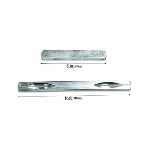 Stainless steel extension bars for the Stainless Steel 304 Recessed Cup Door Lock Set shown in two sizes, 60mm and 100mm.