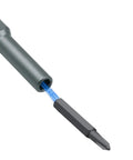 Premium 63 In 1 Screwdriver Bit Kit With Torx And Tri-Wing Bits Perfect For Laptop Repair, PC Disassembly, And Tech Upgrades Featuring Magnetic Tips And Compact Case Design For All Your Gadgets. Close-up of black metal screwdriver bit with magnetic tip