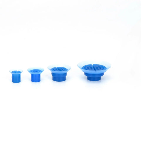 Pneumatic Vacuum Suction Cup ZP3 Series in blue, varying sizes for adsorbing plastic film and bags, industrial use.